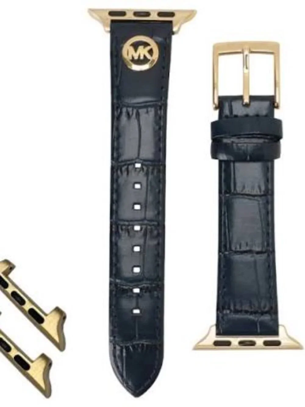 Michael Kors Women's Croc Black Leather Band Strap for Apple Watch, 38/40/41 mm